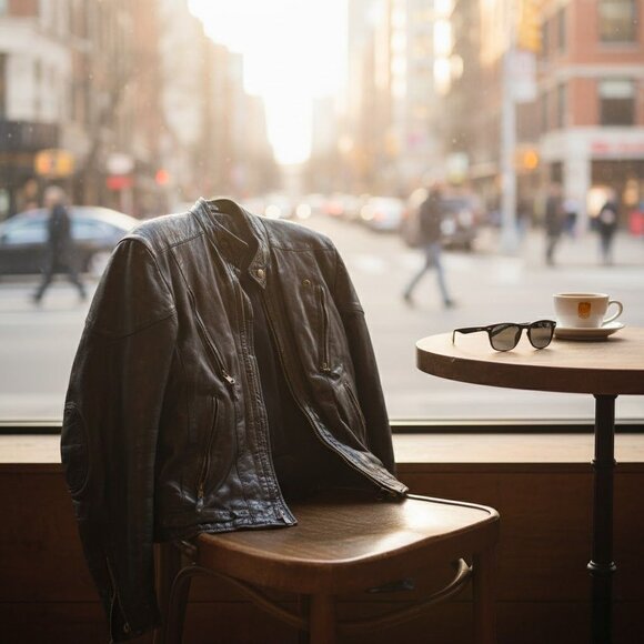 Triumph Mens Leather Motorcycle Jacket With Union Jack Patch Size 42 - Picture 3 of 10